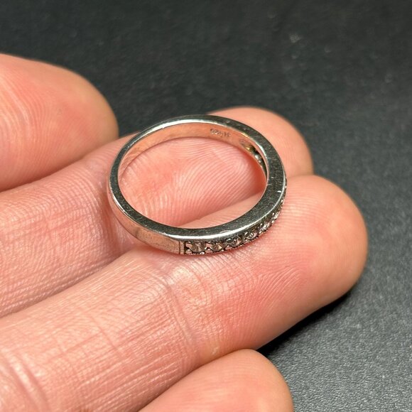 VTG Sterling Silver 925 Cubic Zirconia Pave Set Band 2.25mm Ring Size 6.5 - Picture 6 of 10